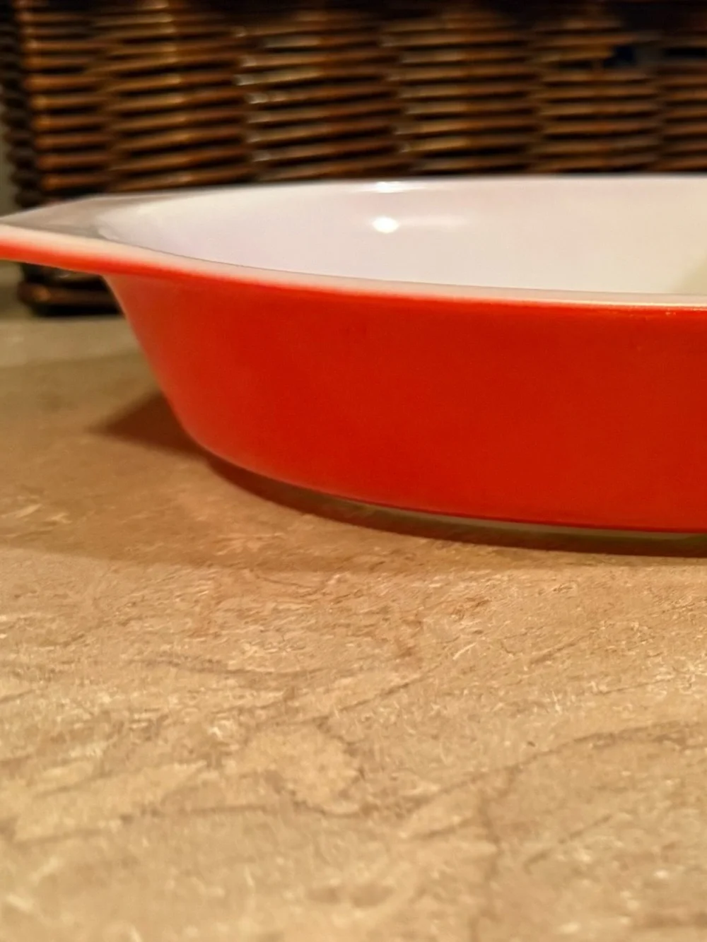 Vintage Pyrex Divided Oval Casserole Dish Red/Orange 2 Section No Lid